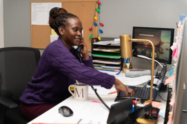 Team member on the phone